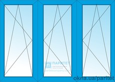 Трехстворчатое поворотно откидное окно 